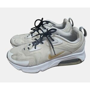Nike Air Max 200 White Metallic Gold Casual Shoes Sneakers Womens‎ 8 AT6175-102